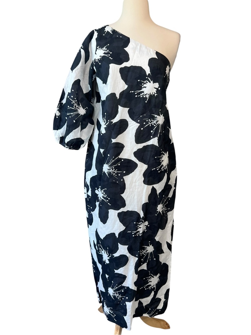 Something Navy Floral One Shoulder Maxi Dress